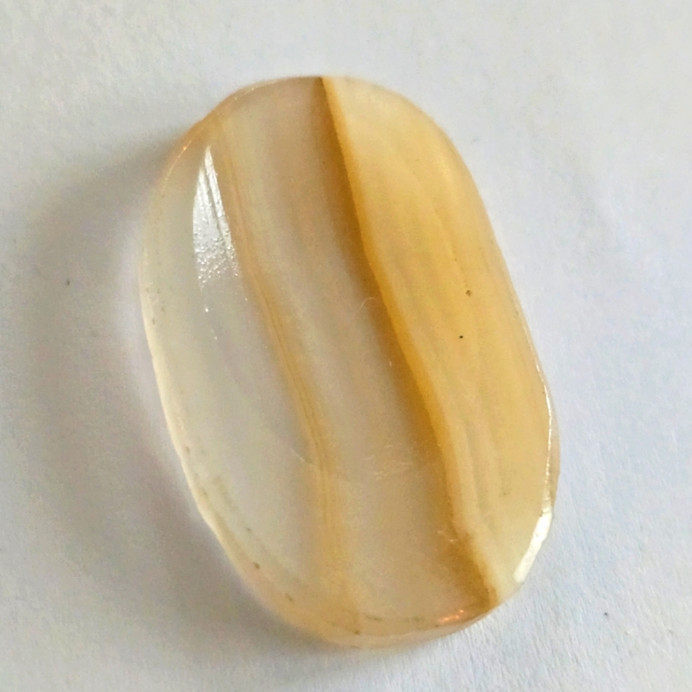 Pocket stone worry rock yellow white tan cream color palm Agate?